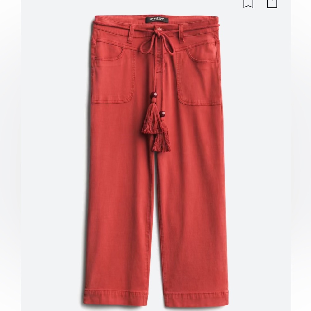 Liverpool Size 14 Kendall Belted Crop Wide Leg Pant